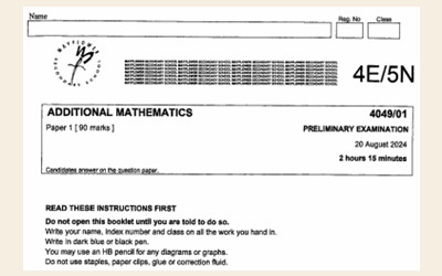 2024年中三预考附加数学试卷-五月花中学（4E/5N）