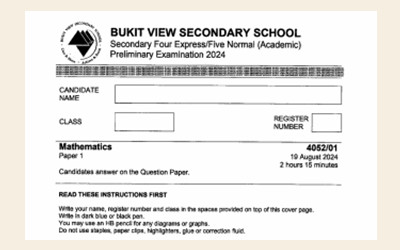 2024年O水准数学预考试卷1-新加坡武吉维中学